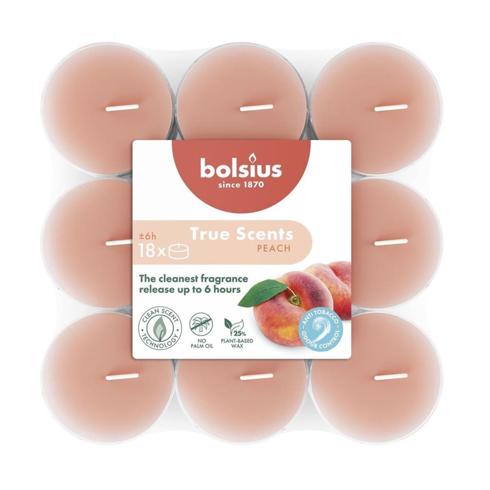 Bolsius Peach 6 Hour Anti Tobacco Tealights (Pack of 18) £5.84